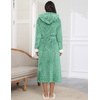 image:imageEkouaer Womens Plush Robes Long Soft Jacquard Fluffy Bathrobe Hooded Robe Sleepwear with PocketsGray Green