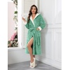 image:imageEkouaer Womens Plush Robes Long Soft Jacquard Fluffy Bathrobe Hooded Robe Sleepwear with PocketsGray Green