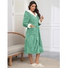 image:imageEkouaer Womens Plush Robes Long Soft Jacquard Fluffy Bathrobe Hooded Robe Sleepwear with PocketsGray Green