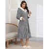 image:imageEkouaer Womens Plush Robes Long Soft Jacquard Fluffy Bathrobe Hooded Robe Sleepwear with PocketsLight Grey