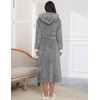 image:imageEkouaer Womens Plush Robes Long Soft Jacquard Fluffy Bathrobe Hooded Robe Sleepwear with PocketsLight Grey