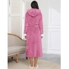 image:imageEkouaer Womens Plush Robes Long Soft Jacquard Fluffy Bathrobe Hooded Robe Sleepwear with PocketsPeach Pink