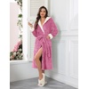 image:imageEkouaer Womens Plush Robes Long Soft Jacquard Fluffy Bathrobe Hooded Robe Sleepwear with PocketsPeach Pink