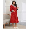 image:imageEkouaer Womens Plush Robes Long Soft Jacquard Fluffy Bathrobe Hooded Robe Sleepwear with PocketsRed