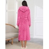 image:imageEkouaer Womens Plush Robes Long Soft Jacquard Fluffy Bathrobe Hooded Robe Sleepwear with PocketsRose Red