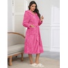 image:imageEkouaer Womens Plush Robes Long Soft Jacquard Fluffy Bathrobe Hooded Robe Sleepwear with PocketsRose Red