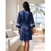 image:imageEkouaer Womens Robe Lightweight 34 Sleeve Bathrobe Soft Short Knit Sleepwear with PocketsD Azure