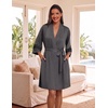 image:imageEkouaer Womens Robe Lightweight 34 Sleeve Bathrobe Soft Short Knit Sleepwear with PocketsDark Gray