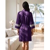 image:imageEkouaer Womens Robe Lightweight 34 Sleeve Bathrobe Soft Short Knit Sleepwear with PocketsDark Purple