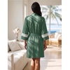 image:imageEkouaer Womens Robe Lightweight 34 Sleeve Bathrobe Soft Short Knit Sleepwear with PocketsGraygreen