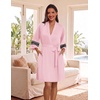 image:imageEkouaer Womens Robe Lightweight 34 Sleeve Bathrobe Soft Short Knit Sleepwear with PocketsHot Pink