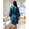 image:imageEkouaer Womens Robe Lightweight 34 Sleeve Bathrobe Soft Short Knit Sleepwear with PocketsLake Blue