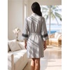 image:imageEkouaer Womens Robe Lightweight 34 Sleeve Bathrobe Soft Short Knit Sleepwear with PocketsLight Gray