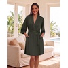 image:imageEkouaer Womens Robe Lightweight 34 Sleeve Bathrobe Soft Short Knit Sleepwear with PocketsMilitary Green