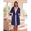 image:imageEkouaer Womens Robe Lightweight 34 Sleeve Bathrobe Soft Short Knit Sleepwear with PocketsNavy Blue