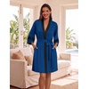 image:imageEkouaer Womens Robe Lightweight 34 Sleeve Bathrobe Soft Short Knit Sleepwear with PocketsRoyal Blue