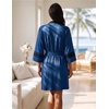 image:imageEkouaer Womens Robe Lightweight 34 Sleeve Bathrobe Soft Short Knit Sleepwear with PocketsRoyal Blue