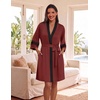 image:imageEkouaer Womens Robe Lightweight 34 Sleeve Bathrobe Soft Short Knit Sleepwear with PocketsWine Red
