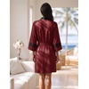 image:imageEkouaer Womens Robe Lightweight 34 Sleeve Bathrobe Soft Short Knit Sleepwear with PocketsWine Red