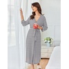 image:imageEkouaer Womens Robe Long Waffle Knit Bathrobe Lightweight Soft Kimono Robes Loungewear SXXLBlack Stripe