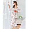 image:imageEkouaer Womens Robe Long Waffle Knit Bathrobe Lightweight Soft Kimono Robes Loungewear SXXLFloral White