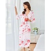 image:imageEkouaer Womens Robe Long Waffle Knit Bathrobe Lightweight Soft Kimono Robes Loungewear SXXLFloral White Red