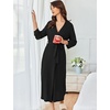 image:imageEkouaer Womens Robe Long Waffle Knit Bathrobe Lightweight Soft Kimono Robes LoungewearBlack