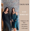 image:imageEkouaer Womens Sexy Nightgown with Robes Set 2 Piece Lace Full Length Knit Soft Nightwear Lightweight Bathrobes SXXLBlack