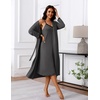 image:imageEkouaer Womens Sexy Nightgown with Robes Set 2 Piece Lace Full Length Knit Soft Nightwear Lightweight Bathrobes SXXLDark Gray