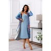 image:imageEkouaer Womens Sexy Nightgown with Robes Set 2 Piece Lace Full Length Knit Soft Nightwear Lightweight Bathrobes SXXLFloral Mix Blue