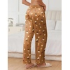 image:imageEkouaer Womens Silk Satin Pajama Pants Soft Comfy Loose Pj Pants Drawstring Elastic Waist Wide Leg Lounge Bottom with PocketsBrown Teddy
