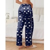 image:imageEkouaer Womens Silk Satin Pajama Pants Soft Comfy Loose Pj Pants Drawstring Elastic Waist Wide Leg Lounge Bottom with PocketsNavy Blue Teddy