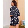 image:imageEkouaer Womens Silk Satin Pajama Set 2 Piece Heart Embroidery Short Sleeve Button Down Pjs Set for Bridal PartyBlack Christmas