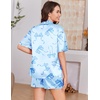 image:imageEkouaer Womens Silk Satin Pajama Set 2 Piece Heart Embroidery Short Sleeve Button Down Pjs Set for Bridal PartyBow Blue