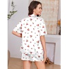 image:imageEkouaer Womens Silk Satin Pajama Set 2 Piece Heart Embroidery Short Sleeve Button Down Pjs Set for Bridal PartyCherry White