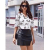 image:imageEkouaer Womens Silk Satin Pajama Set 2 Piece Heart Embroidery Short Sleeve Button Down Pjs Set for Bridal PartyLeopard Bow