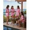 image:imageEkouaer Womens Silk Satin Pajama Set 2 Piece Heart Embroidery Short Sleeve Button Down Pjs Set for Bridal PartyLight Pink
