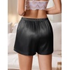 image:imageEkouaer Womens Silk Satin Pajama Short 2026 Summer Casual Sleep Shorts Lounge Sleep Pj Short with Pockets Soft Lounge ShortsBlack