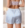 image:imageEkouaer Womens Silk Satin Pajama Short 2026 Summer Casual Sleep Shorts Lounge Sleep Pj Short with Pockets Soft Lounge ShortsBlue White Stripe