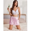 image:imageEkouaer Womens Silk Satin Pajama Short 2026 Summer Casual Sleep Shorts Lounge Sleep Pj Short with Pockets Soft Lounge ShortsLight Pink