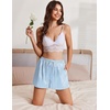 image:imageEkouaer Womens Silk Satin Pajama Short 2026 Summer Casual Sleep Shorts Lounge Sleep Pj Short with Pockets Soft Lounge ShortsStriped Blue