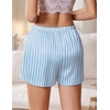 image:imageEkouaer Womens Silk Satin Pajama Short 2026 Summer Casual Sleep Shorts Lounge Sleep Pj Short with Pockets Soft Lounge ShortsStriped Blue