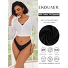 image:imageEkouaer Womens Thongs Invisible Panties No Show Seamless Low Waist Breathable GString Cotton Thongs 6 PackBlack6 Pack
