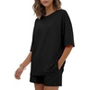 image:imageEkouaer Womens Two Piece Lounge Set Oversized Boxy Tshirt Casual Short Sets Summer Travel Matching Set 2026 FashionBlack