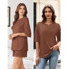 image:imageEkouaer Womens Two Piece Lounge Set Oversized Boxy Tshirt Casual Short Sets Summer Travel Matching Set 2026 FashionBrown