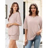 image:imageEkouaer Womens Two Piece Lounge Set Oversized Boxy Tshirt Casual Short Sets Summer Travel Matching Set 2026 FashionChampagne