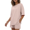 image:imageEkouaer Womens Two Piece Lounge Set Oversized Boxy Tshirt Casual Short Sets Summer Travel Matching Set 2026 FashionChampagne