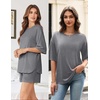 image:imageEkouaer Womens Two Piece Lounge Set Oversized Boxy Tshirt Casual Short Sets Summer Travel Matching Set 2026 FashionDark Gray
