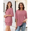 image:imageEkouaer Womens Two Piece Lounge Set Oversized Boxy Tshirt Casual Short Sets Summer Travel Matching Set 2026 FashionDark Pink