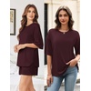 image:imageEkouaer Womens Two Piece Lounge Set Oversized Boxy Tshirt Casual Short Sets Summer Travel Matching Set 2026 FashionDark Red